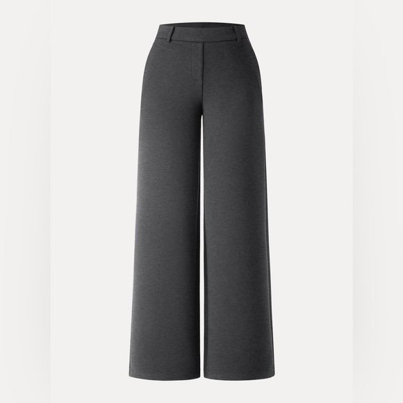NWT OGL Stretchy Mid Rise Straight Leg Pull-on Pants Pockets Heather Black S